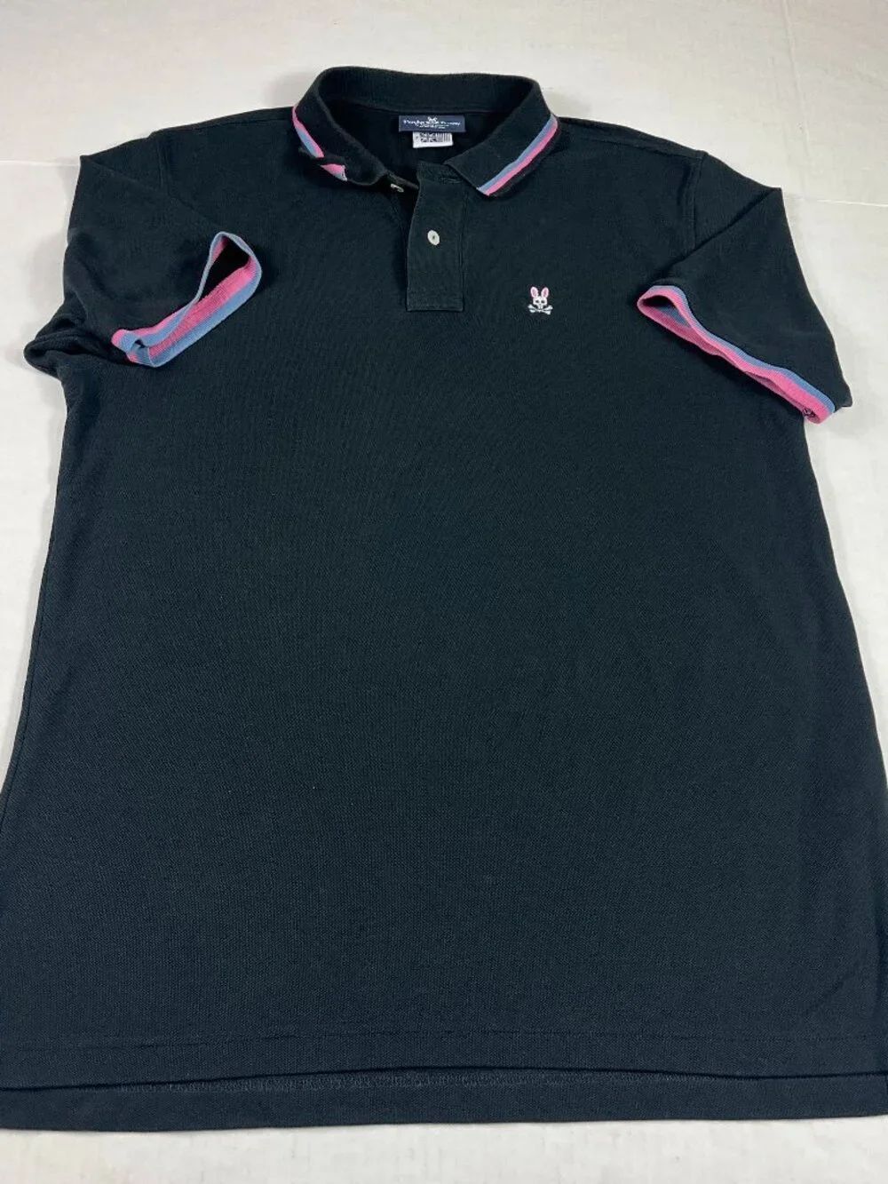 Psycho Bunny Mens Black Pique Polo Shirt Preppy Short Sleeve Streetwear 7 XL